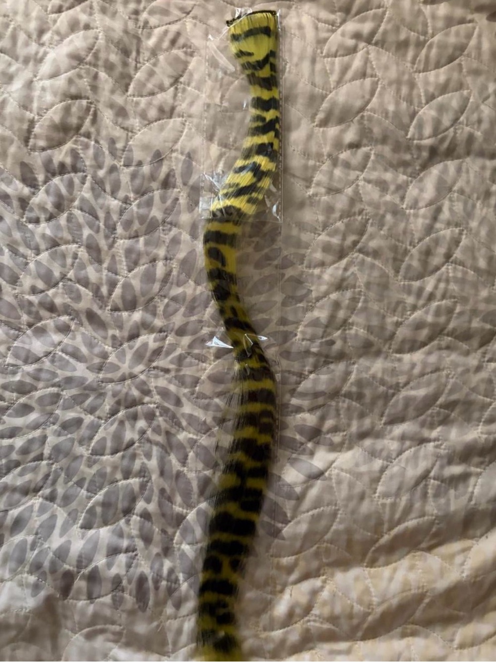Yellow & Black Scene Style Striped Tail Clip-in Extension